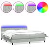 vidaXL Cama box spring c/ colch&atilde;o e LED cinzento-claro 200x210 cm veludo