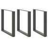 vidaXL P&eacute;s para mesa de jantar em formato de U, 3 pe&ccedil;as, antracite, 90x (72-73) cm, a&ccedil;o