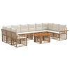 vidaXL Conjunto de Sof&aacute; de Jardim 11 unid. Natural e Branco Creme