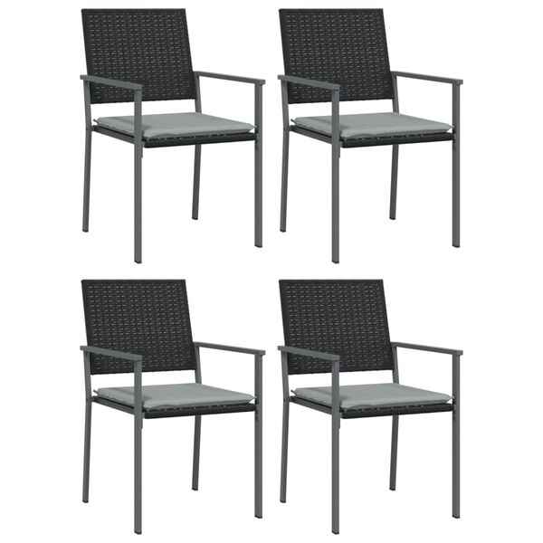 vidaXL 5 pcs conjunto de jantar p/ jardim c/ almofad&otilde;es vime PE e a&ccedil;o