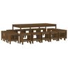 vidaXL 17 pcs conjunto de jantar para jardim pinho maci&ccedil;o castanho-mel