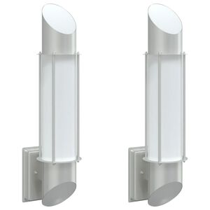 vidaXL Candeeiros de parede p/ exterior 2 pcs a&ccedil;o inoxid&aacute;vel prateado
