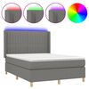 vidaXL Cama box spring c/ colch&atilde;o e LED 140x190 cm tecido cinza-escuro