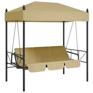 vidaXL Banco baloi&ccedil;o para jardim com toldo a&ccedil;o areia