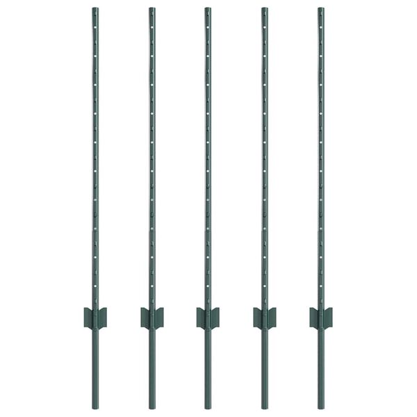 vidaXL Poste de Cerca 5 pcs Verde 140 cm A&ccedil;o