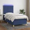 vidaXL Cama box spring c/ colch&atilde;o e LED 80x200 cm tecido azul