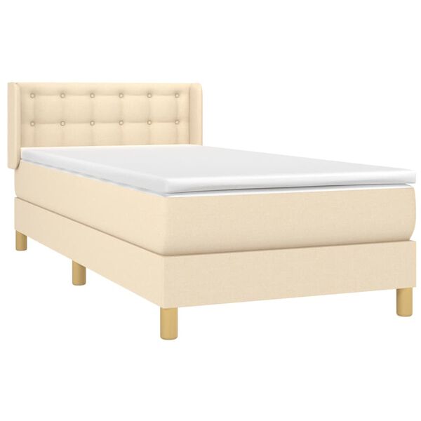 vidaXL Cama com molas/colch&atilde;o 90x190 cm tecido cor creme