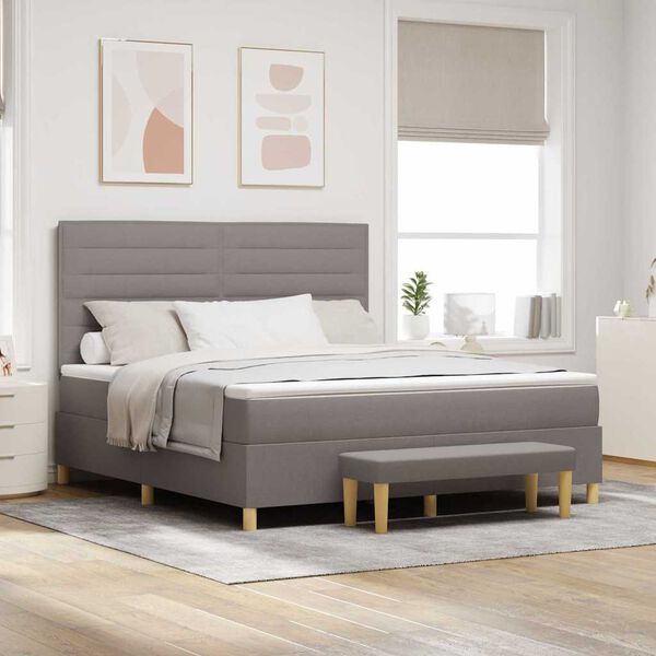 vidaXL Cama Box com colch&atilde;o Cinzento-acastanhado 180 x 200 cm tecido