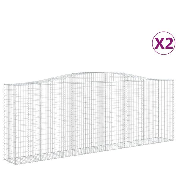 vidaXL Cestos gabião arqueados 2pcs 400x50x140/160cm ferro galvanizado