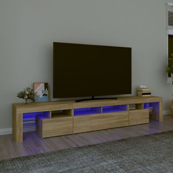 vidaXL M&oacute;vel de TV com luzes LED 230x36,5x40 cm carvalho sonoma