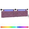 vidaXL Cabeceira suspensa Com luz LED Roxo Veludo