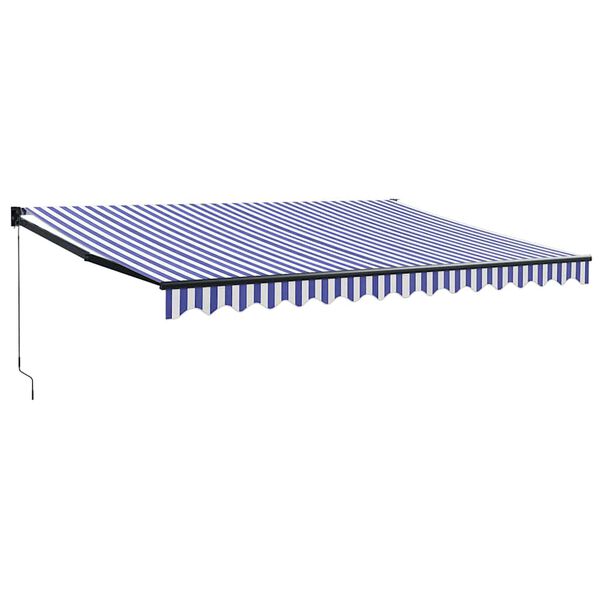 vidaXL Toldo retr&aacute;til 4x3 m tecido e alum&iacute;nio azul e branco
