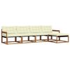 vidaXL Conjunto de Sof&aacute;s para Exterior 5 pcs Natural e Creme