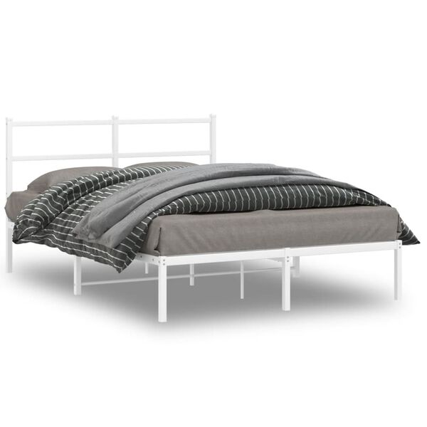 vidaXL Estrutura de cama com cabeceira 140x190 cm metal branco