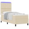 vidaXL Cama Box com colch&atilde;o com led Creme 80 x 200 cm tecido