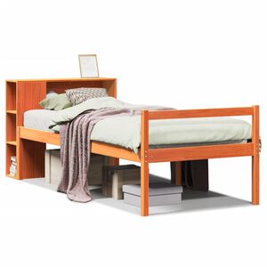 vidaXL Cama com estante sem colch&atilde;o 75x190 cm madeira maci&ccedil;a