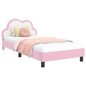 vidaXL Estrutura de Cama Infantil com Cabeceira Rosa 90 x 200 cm PU