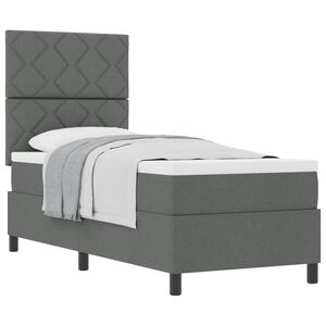 vidaXL Cama Box com colch&atilde;o Cinza Escuro 80 x 200 cm tecido