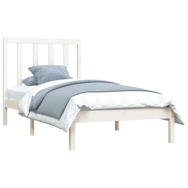 vidaXL Estrutura de cama 100x200 cm pinho maci&ccedil;o branco