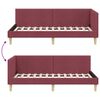vidaXL Estrutura de Cama de Canto Vinho Vermelho 90 cm x 200 cm Veludo
