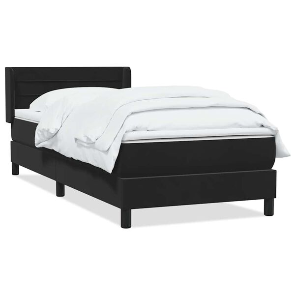 vidaXL Cama com molas/colch&atilde;o 90x220 cm veludo preto