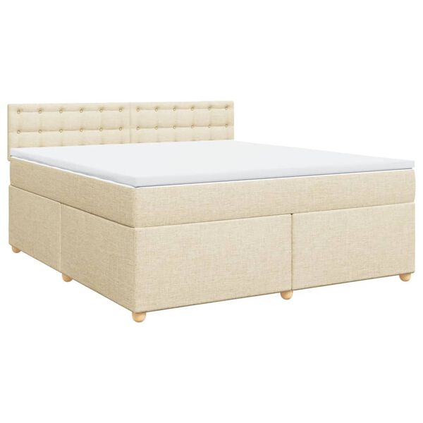 vidaXL Cama com molas/colch&atilde;o 180x200 cm tecido cor creme