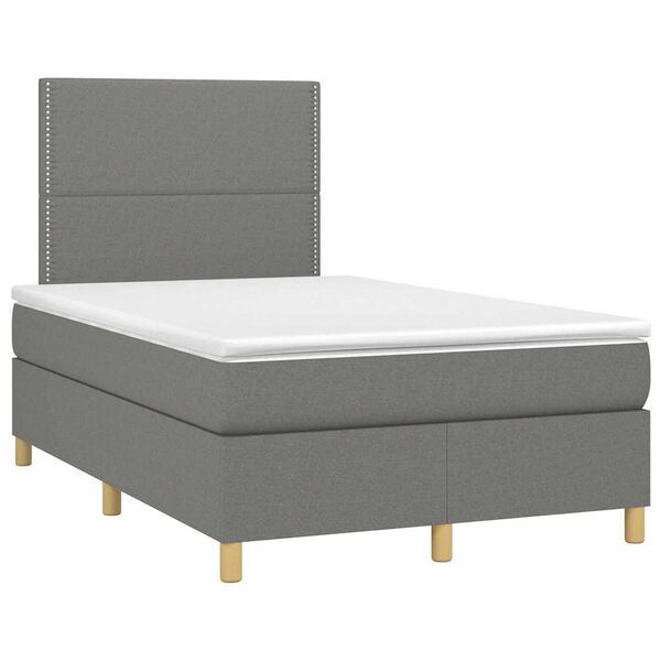 vidaXL Cama boxspring com colch&atilde;o 120x190 cm tecido cinzento-escuro