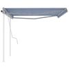vidaXL Toldo retrátil manual com postes 4,5x3,5 m azul e branco