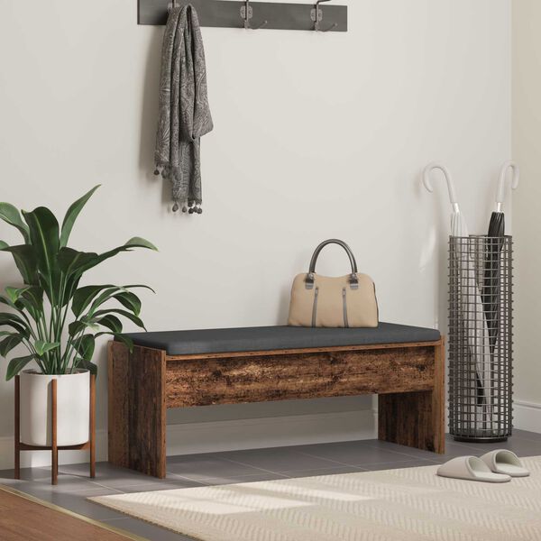 vidaXL Banco de Hall com almofada Madeira antiga 103 x 38 x 40 cm