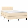 vidaXL Cama box spring c/ colch&atilde;o e LED 120x190 cm tecido cor creme