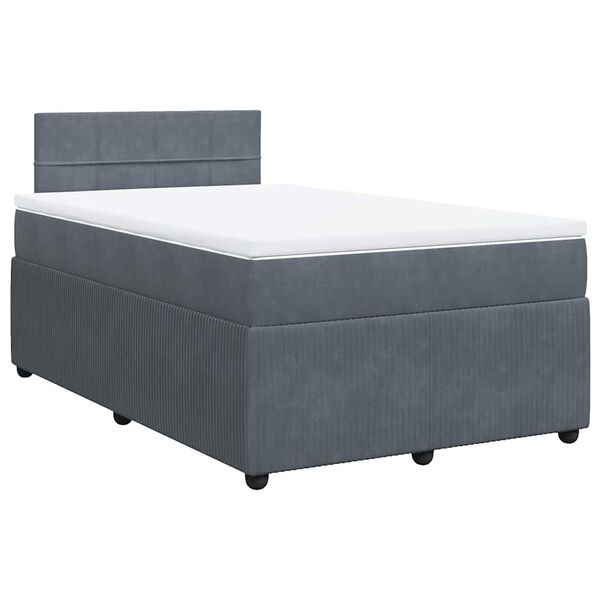 vidaXL Cama boxspring com colch&atilde;o 120x190 cm veludo cinzento-escuro