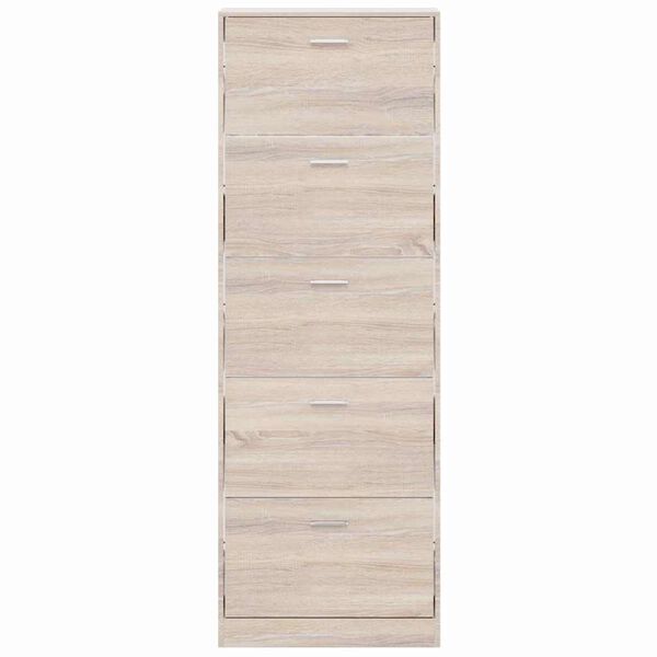 vidaXL Sapateira com 5 compartimentos em madeira, apar&ecirc;ncia carvalho