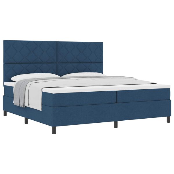 vidaXL Cama Box com colch&atilde;o com cabeceira Azul 200 x 200 cm tecido