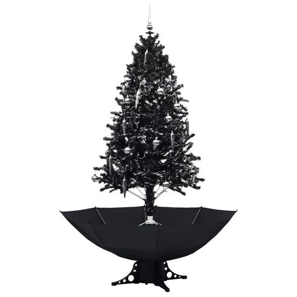 vidaXL Árvore Natal c/ neve base formato guarda-chuva 190 cm PVC preto