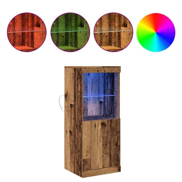 vidaXL Aparador LED Madeira antiga 41 x 37 x 100 cm Madeira processada