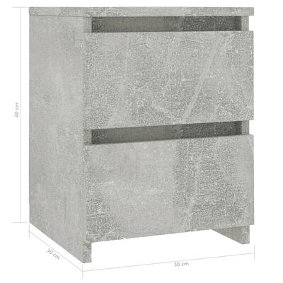 vidaXL Mesa de cabeceira 30x30x40 cm contraplacado cinzento cimento
