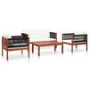 vidaXL Conjunto lounge de jardim 4 pcs madeira de ac&aacute;cia maci&ccedil;a