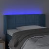 vidaXL Cabeceira de cama c/ luzes LED veludo 83x16x78/88cm azul-escuro