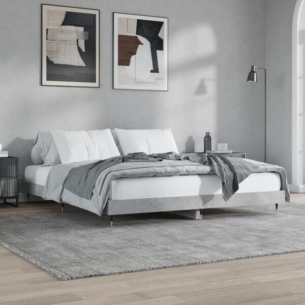 vidaXL Estrutura de cama 200x200 cm derivados de madeira cinza cimento