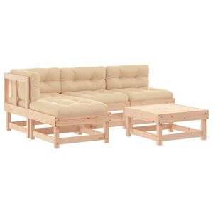 vidaXL 5 pcs conjunto lounge jardim com almofad&otilde;es madeira maci&ccedil;a