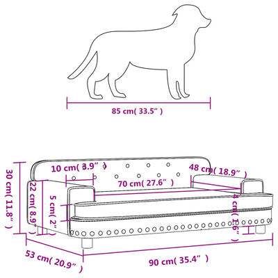 vidaXL Cama para cães 90x53x30 cm couro artificial castanho