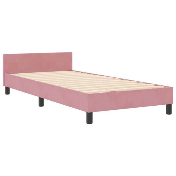 vidaXL Cama Box com cabeceira Rosa 90 x 190 cm Veludo