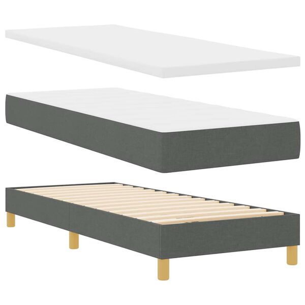 vidaXL Cama com Estrado com colch&atilde;o Cinzento escuro 80 x 200 cm tecido