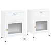 vidaXL Mesas de cabeceira 2 pcs 40x30x54,5 cm vidro e a&ccedil;o branco