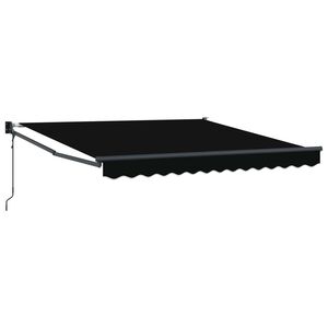 vidaXL Toldo retr&aacute;til Preto 350 x 250 cm Poli&eacute;ster e Metal