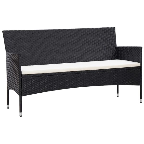 vidaXL 4 pcs conjunto lounge de jardim c/ almofad&otilde;es vime PE preto