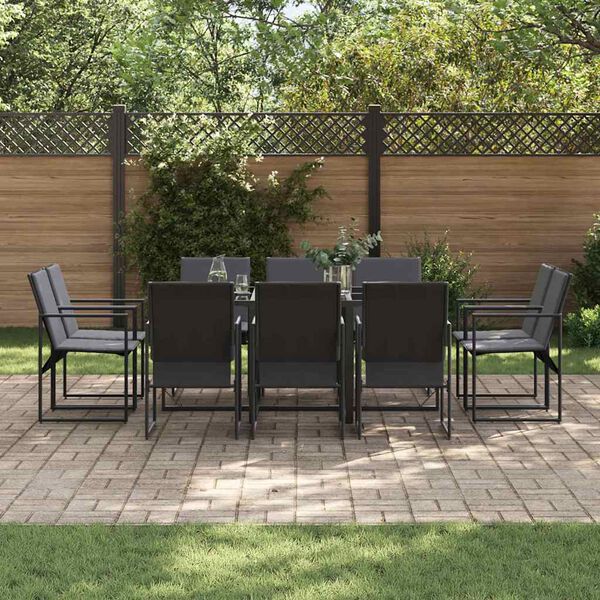 vidaXL Conjunto de Jantar para Jardim 11 pcs Preto A&ccedil;o