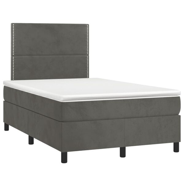 vidaXL Cama boxspring com colch&atilde;o 120x190 cm veludo cinzento-escuro