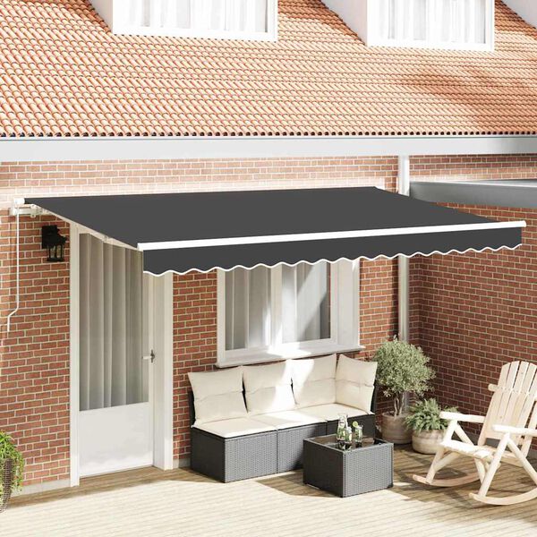 vidaXL Toldo Retr&aacute;til Manual Antracite 350 x 200 cm tecido