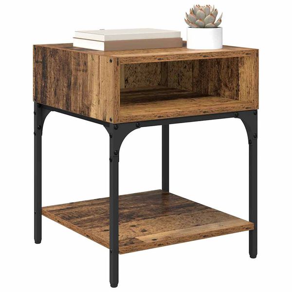 vidaXL Mesa-de-cabeceira Madeira antiga 40 x 40 x 50 cm